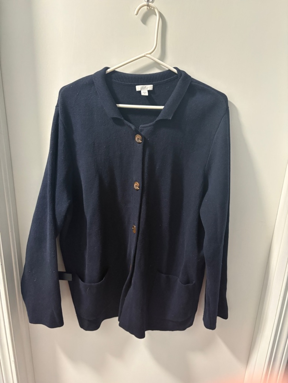 J. Jill Navy Button-Front Women's Cardigan Sweater